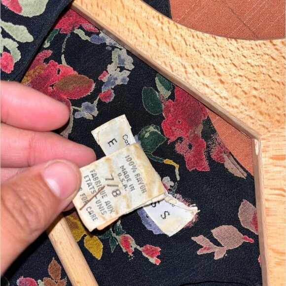 vintage Express Cottagecore Floral V-Neck Button Front Midi Dress Women’s Sz 7/8 - Picture 8 of 11